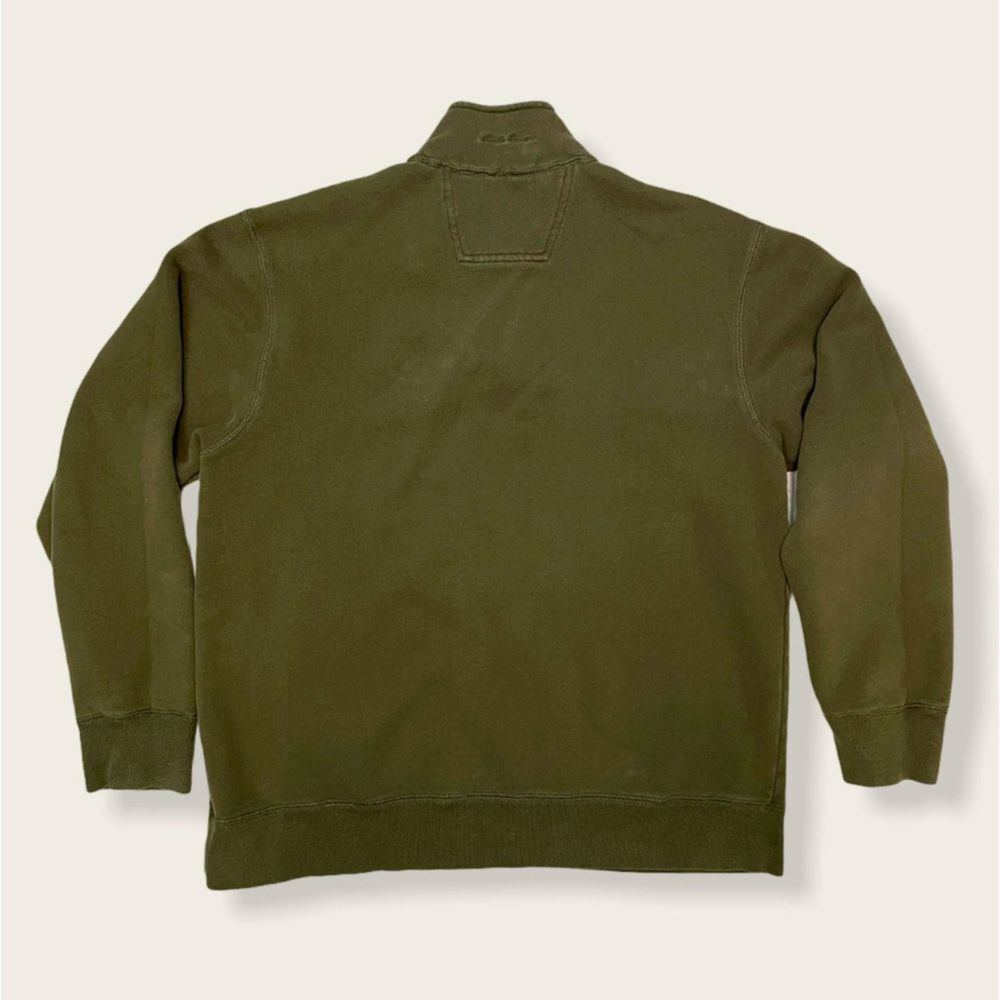 Eddie Bauer Men's Sweater - Quarter Zip - Pull Over - Green/Gray Stripe - Size L - Picture 2 of 4
